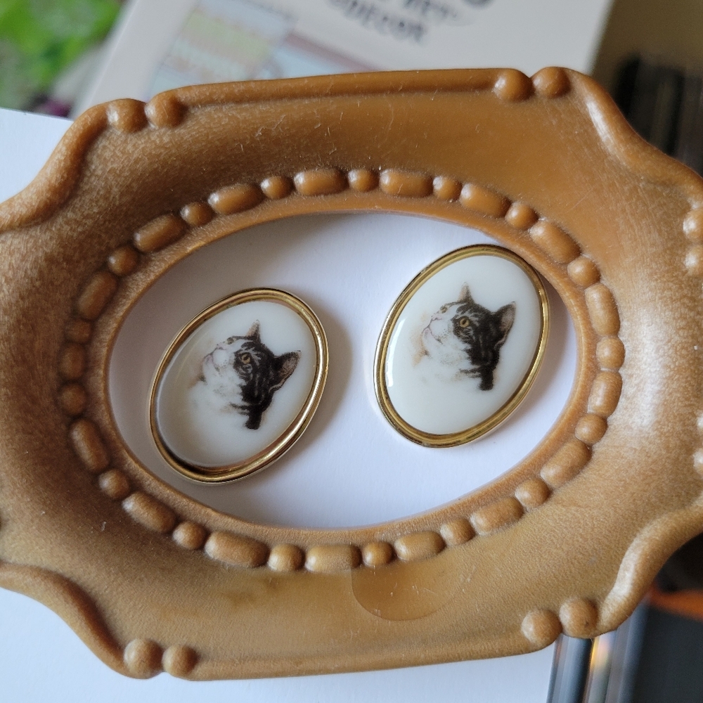 Cute Cat Earrings ~ Crafts ~ Assemblage ~ Repurpose ~ Pierced - No Backs - Picture 6 of 16